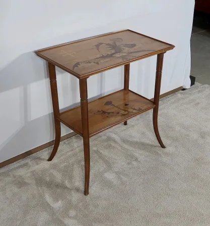Table à Thé à Décors marquetés, signée E. Gallé, Art Nouveau – Fin XIXe