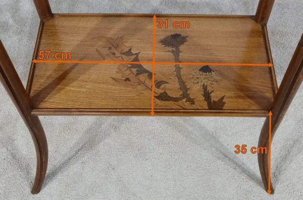 Table à Thé à Décors marquetés, signée E. Gallé, Art Nouveau – Fin XIXe