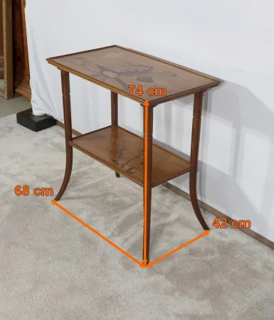 Table à Thé à Décors marquetés, signée E. Gallé, Art Nouveau – Fin XIXe