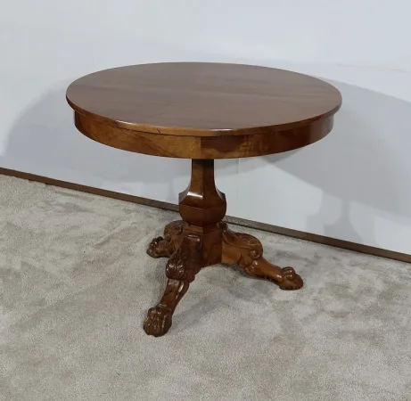 Guéridon de Propriété en Noyer Massif, époque Restauration – Début XIXe