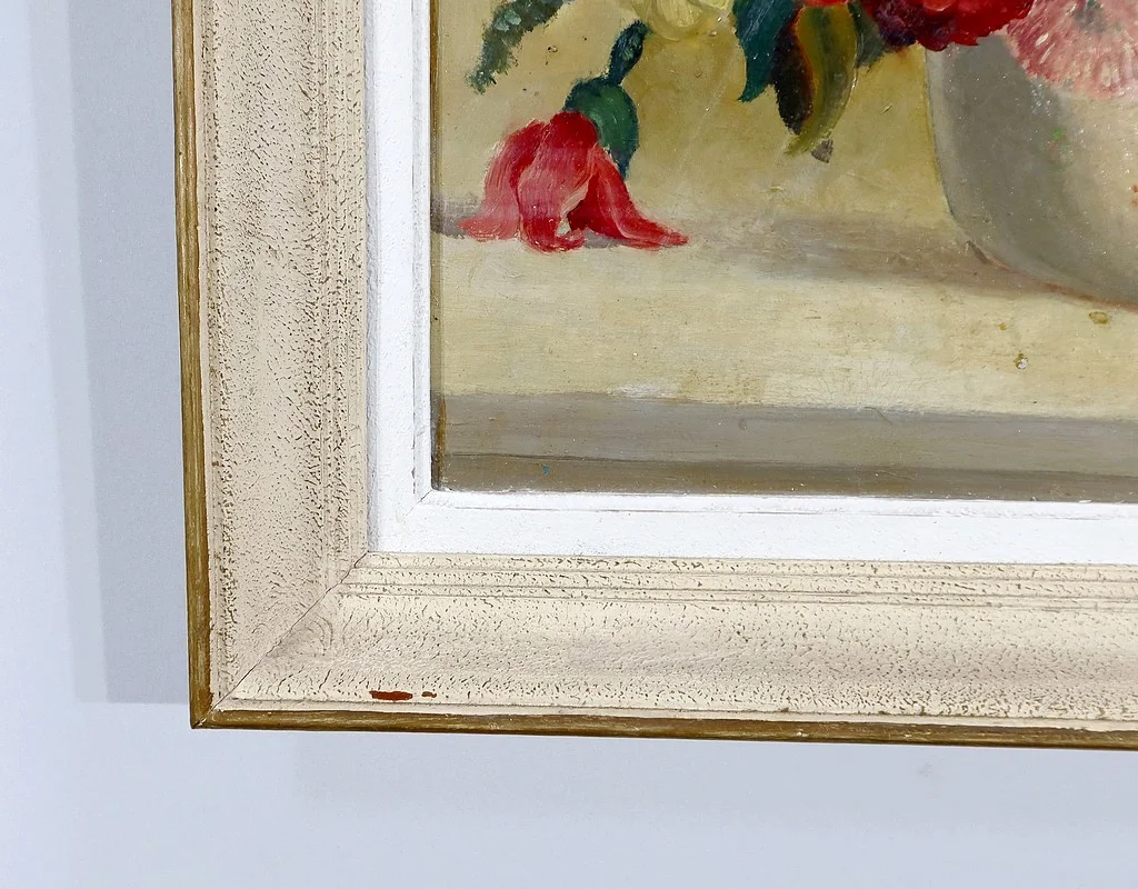 Grand Tableau « Nature Morte au bouquet de fleurs » signé Obligi - Début XXe
