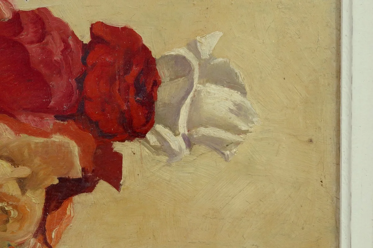 Grand Tableau « Nature Morte au bouquet de fleurs » signé Obligi - Début XXe