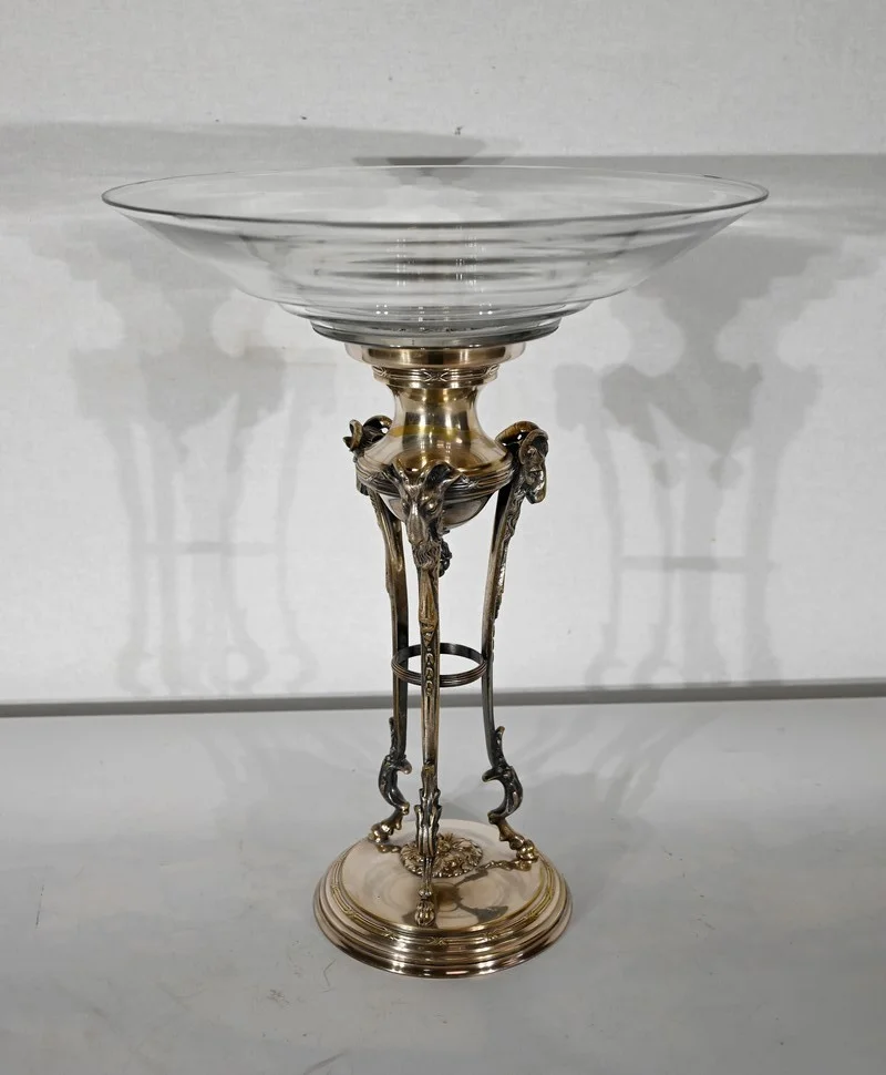 BRASS AND GLASS DISH