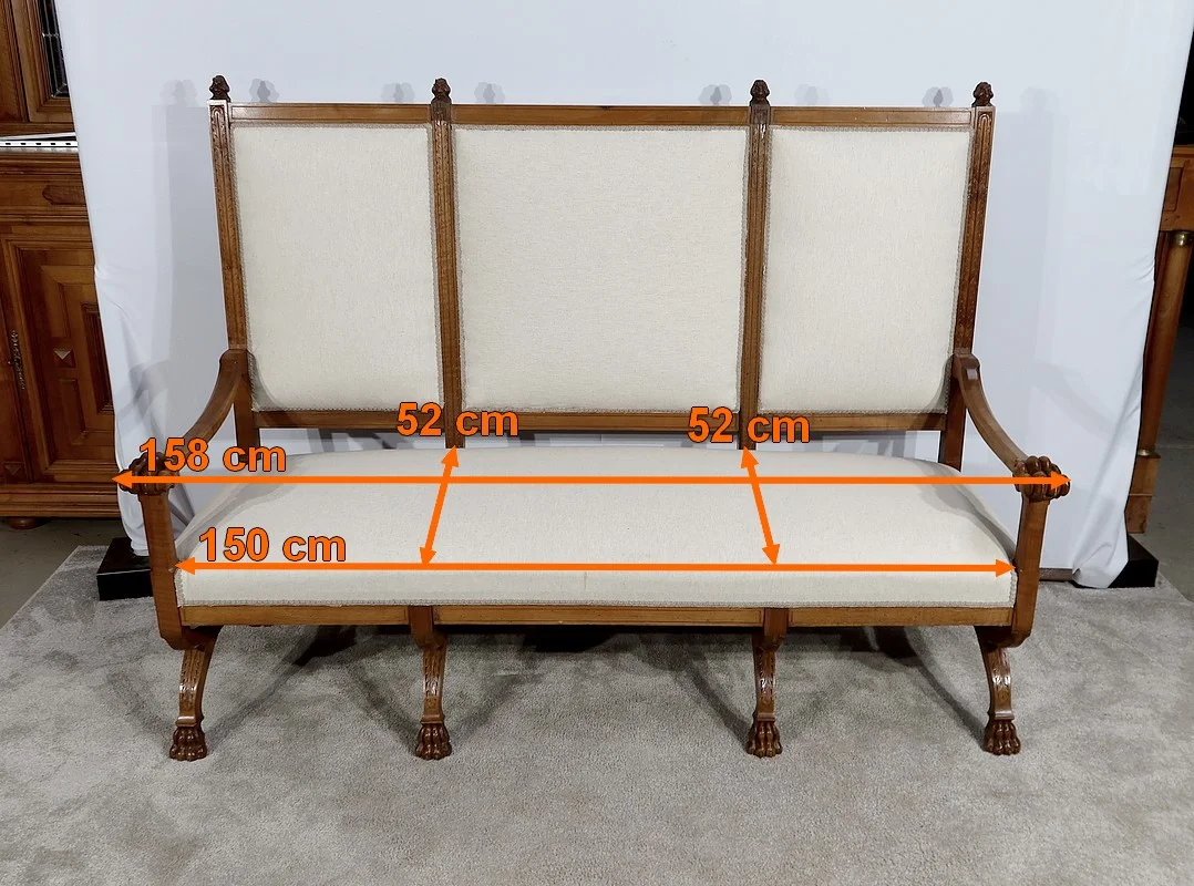 Rare Banquette en Noyer Massif, style Renaissance – Fin XIXe