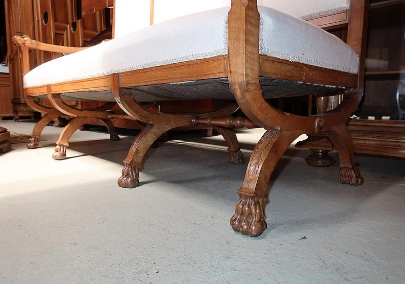 Rare Banquette en Noyer Massif, style Renaissance – Fin XIXe