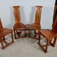 Suite de 4 Chaises en Acajou Massif, goût Cathédrale – XXe