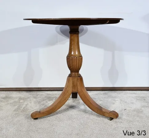 Guéridon Tripode en Noyer massif, époque Restauration -  Début XIXe
