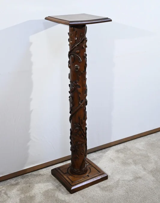 Colonne en Chêne et en Noyer, Art Nouveau - 1900