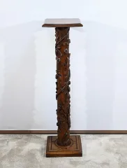 Colonne en Chêne et en Noyer, Art Nouveau - 1900
