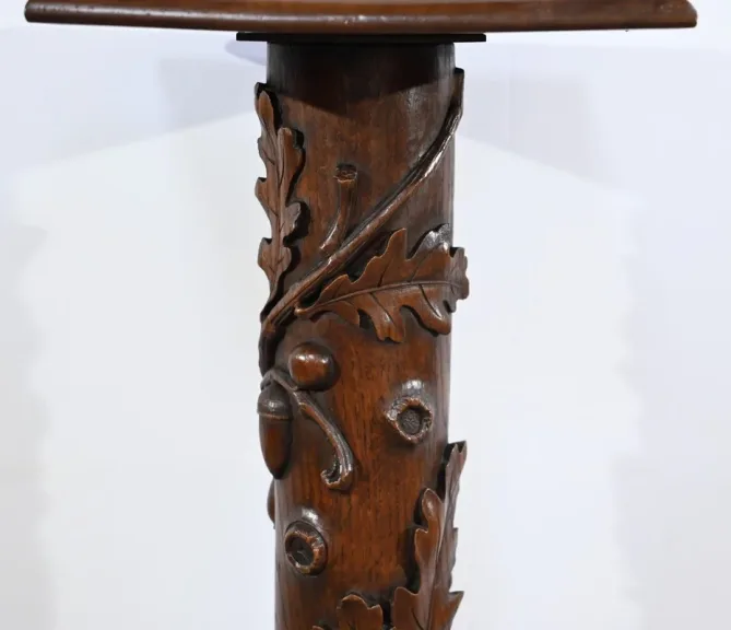Colonne en Chêne et en Noyer, Art Nouveau - 1900