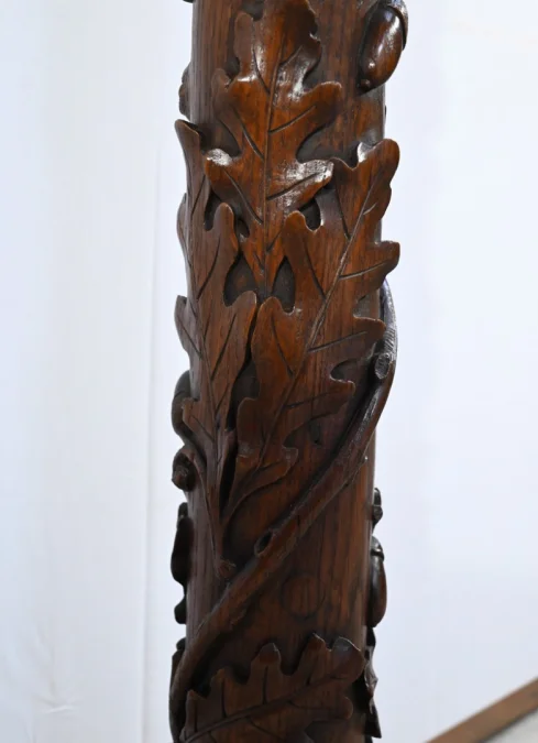 Colonne en Chêne et en Noyer, Art Nouveau - 1900