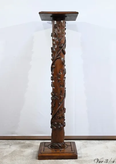 Colonne en Chêne et en Noyer, Art Nouveau - 1900