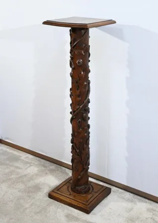 Colonne en Chêne et en Noyer, Art Nouveau - 1900