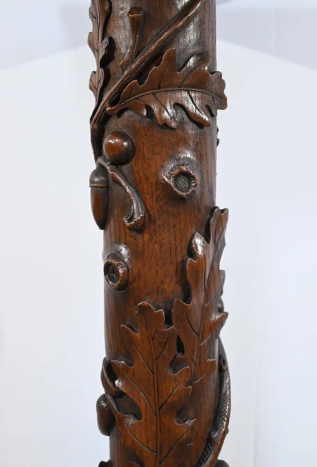 Colonne en Chêne et en Noyer, Art Nouveau - 1900