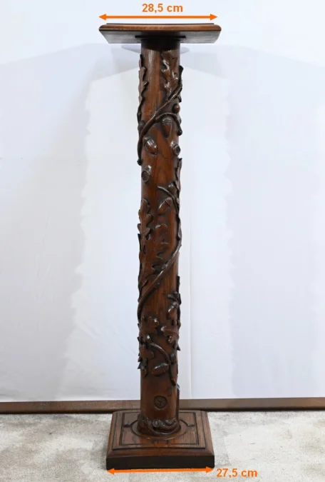Colonne en Chêne et en Noyer, Art Nouveau - 1900