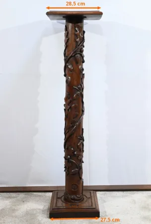 Colonne en Chêne et en Noyer, Art Nouveau - 1900