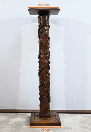 Colonne en Chêne et en Noyer, Art Nouveau - 1900