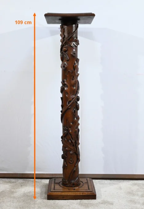 Colonne en Chêne et en Noyer, Art Nouveau - 1900