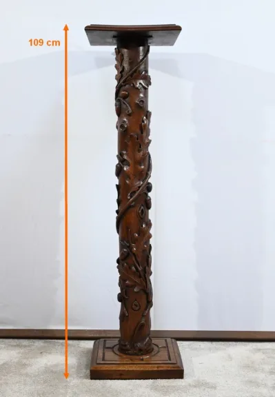 Colonne en Chêne et en Noyer, Art Nouveau - 1900