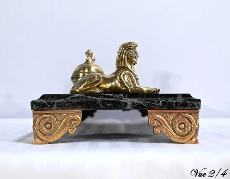 Encrier en Bronze et Marbre, style Empire – 1ère partie XIXe