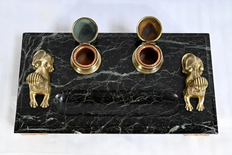 Encrier en Bronze et Marbre, style Empire – 1ère partie XIXe
