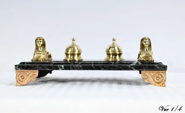 Encrier en Bronze et Marbre, style Empire – 1ère partie XIXe