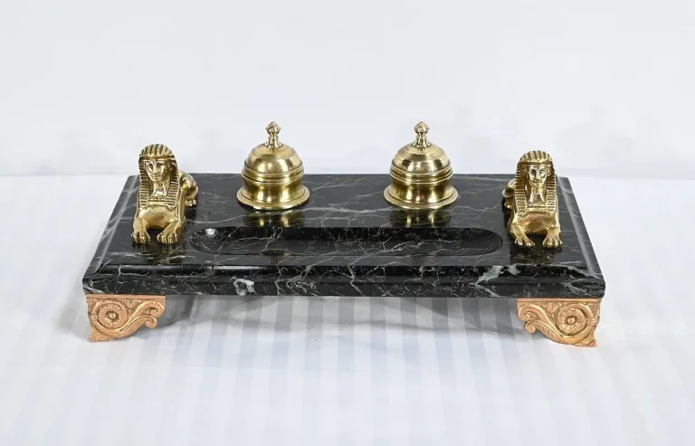 Encrier en Bronze et Marbre, style Empire – 1ère partie XIXe