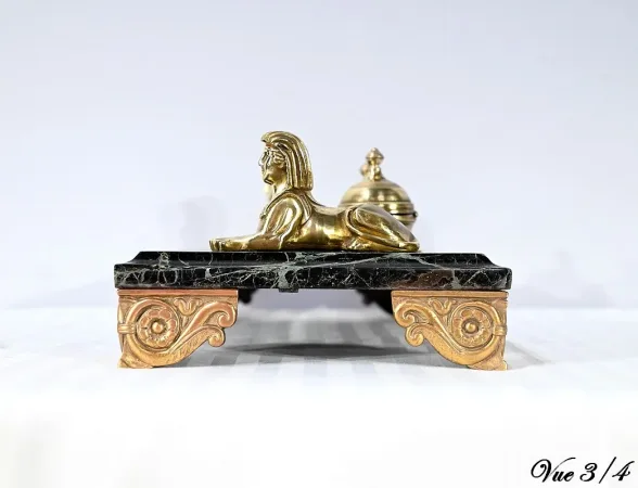 Encrier en Bronze et Marbre, style Empire – 1ère partie XIXe
