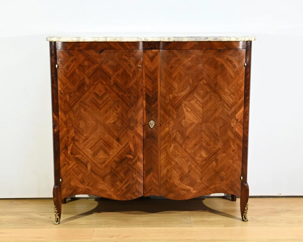 Buffet à Hauteur d’Appui en Bois de Rose et Palissandre, style Louis XV – Début XXe