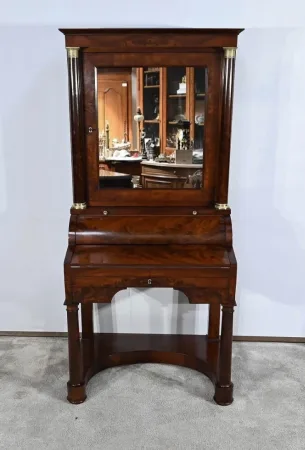 Petit Bureau à Cylindre en Acajou, époque Empire – Début XIXe