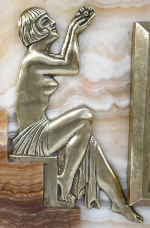 Ensemble de Cheminée en Onyx et Bronze, estampillé A. Gapaillard, Art Déco – 1920