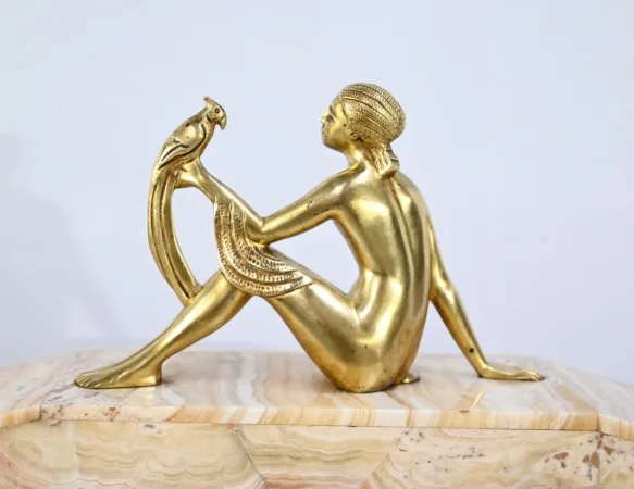 Ensemble de Cheminée en Onyx et Bronze, estampillé A. Gapaillard, Art Déco – 1920