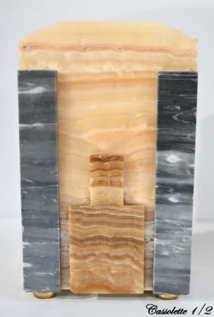 Ensemble de Cheminée en Onyx et Bronze, estampillé A. Gapaillard, Art Déco – 1920