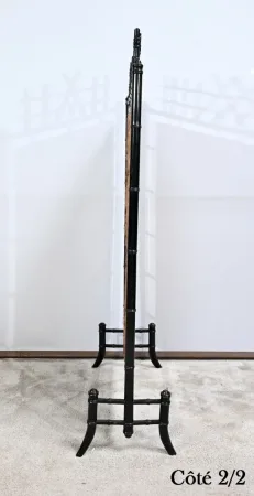 Écran de Cheminée en Bois noirci et Soierie, esprit Bambou – 1920