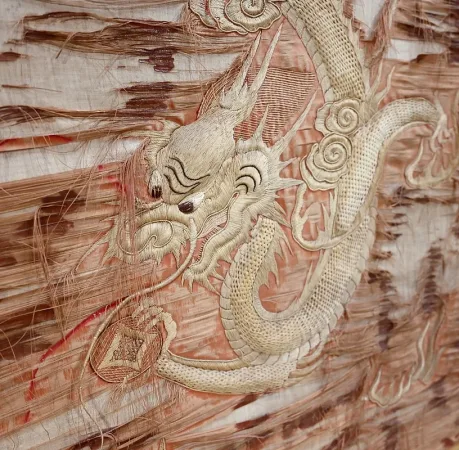 Écran de Cheminée en Bois noirci et Soierie, esprit Bambou – 1920