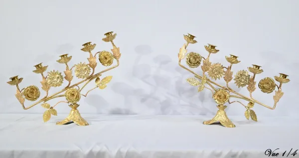 Paire de Candélabres d'Autel en Laiton – 1920