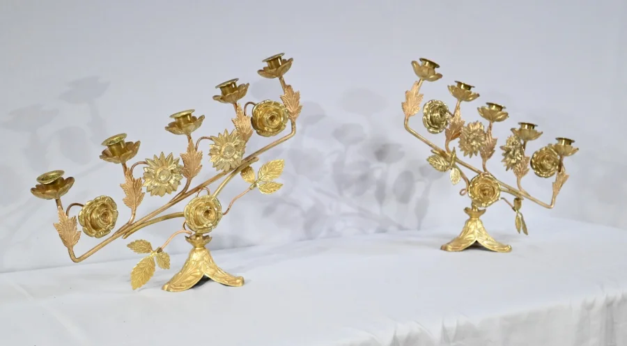 PAIR OF ALTAR CANDELABRA