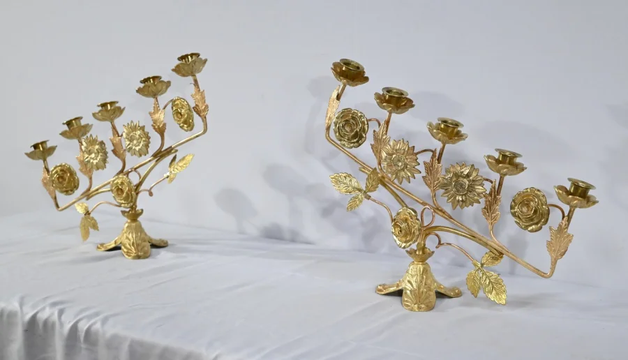 PAIR OF ALTAR CANDELABRA