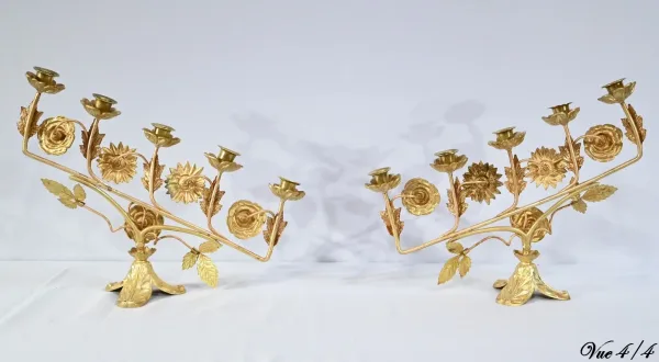 Paire de Candélabres d'Autel en Laiton – 1920