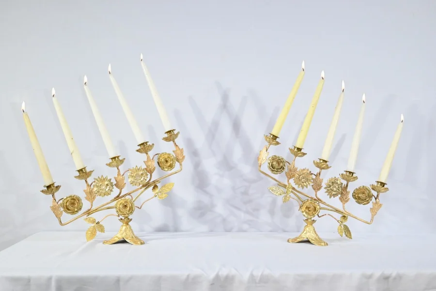 PAIR OF ALTAR CANDELABRA