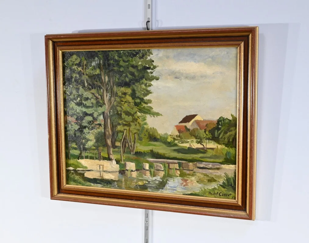 ÖL AUF HOLZ signiert M. CAUVET 1958