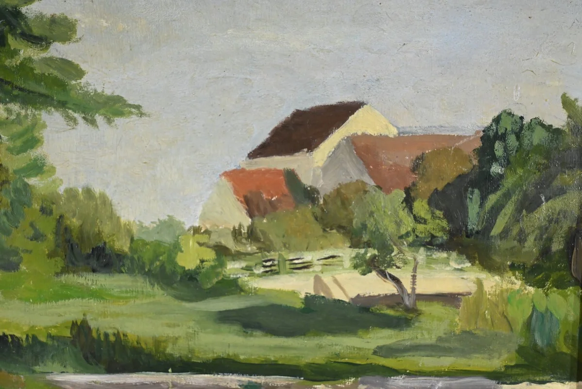 ÖL AUF HOLZ signiert M. CAUVET 1958
