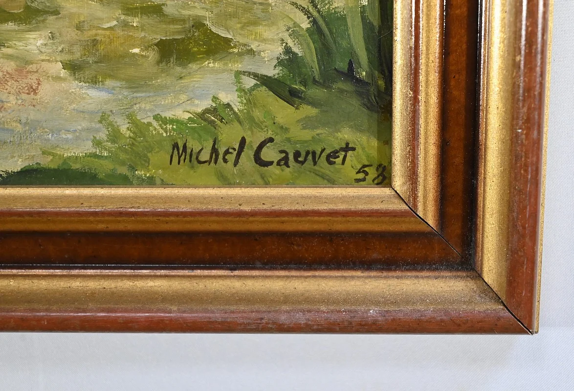 ÖL AUF HOLZ signiert M. CAUVET 1958