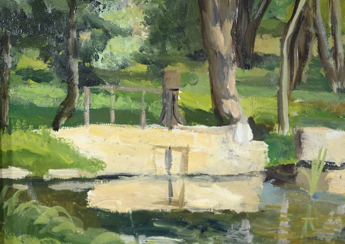 ÖL AUF HOLZ signiert M. CAUVET 1958
