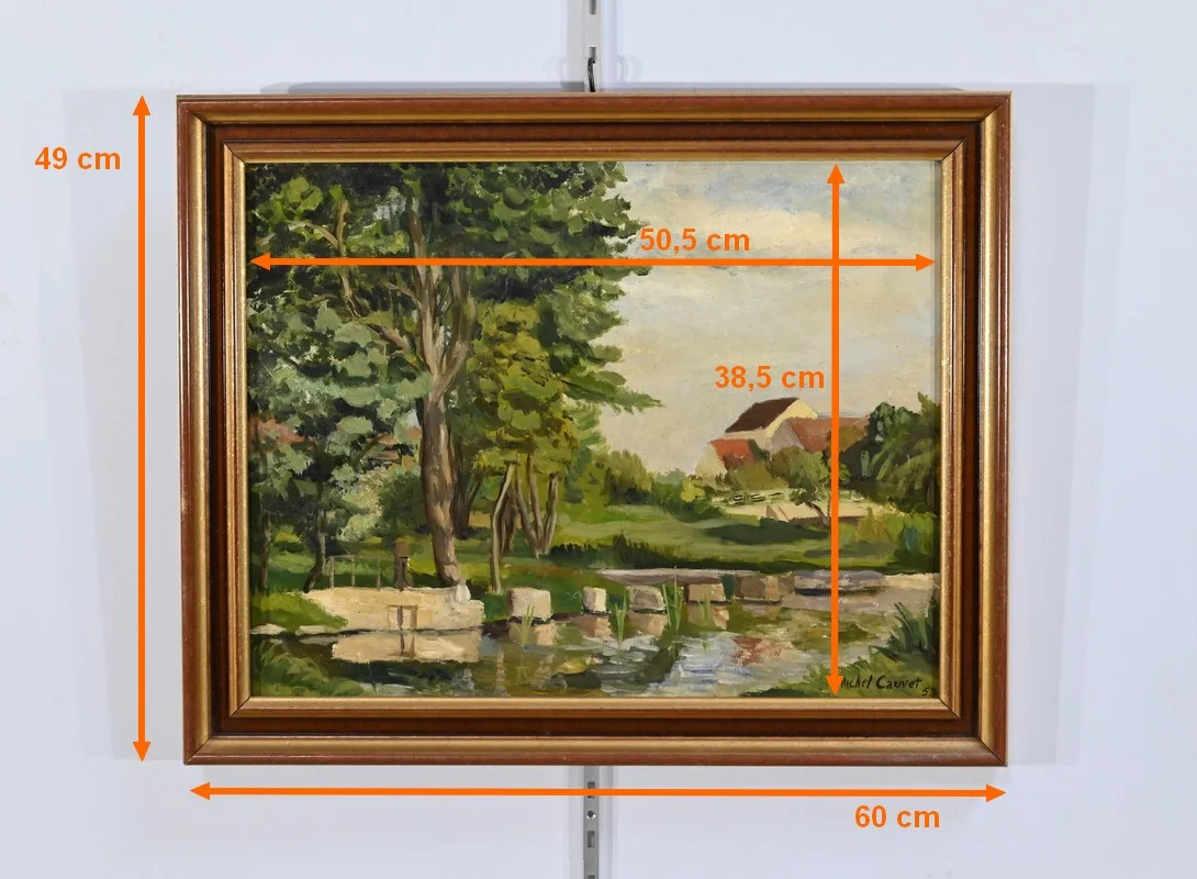 ÖL AUF HOLZ signiert M. CAUVET 1958