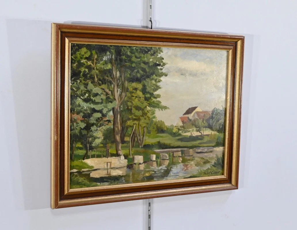 ÖL AUF HOLZ signiert M. CAUVET 1958
