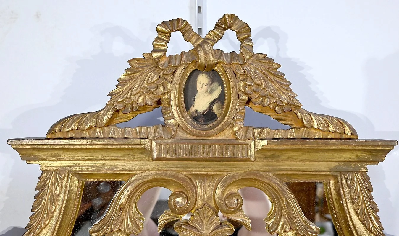 Miroir à Parcloses, style Louis XVI - Fin XIXe