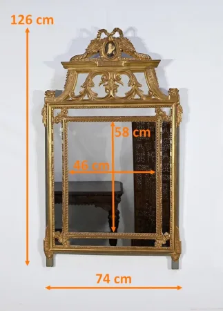 Miroir à Parcloses, style Louis XVI - Fin XIXe