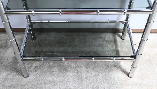 Étagère 5 Niveaux en Métal Chromé, esprit Bambou – 1970