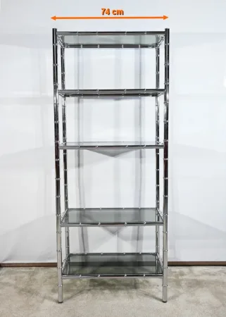 Étagère 5 Niveaux en Métal Chromé, esprit Bambou – 1970